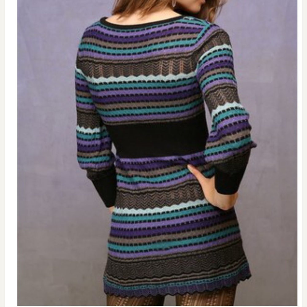 Free People Striped Flame Stitch Jewel Tone Sweater Dress - Picture 8 of 8